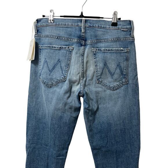 MOTHER Stunner Ankle Step Fray Distressed Skinny Jeans Size 29 Light Wash NWT - Picture 4 of 11